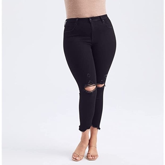 Abercrombie & Fitch High Rise Super Skinny Ankle Distressed Black Jeans - Picture 1 of 11
